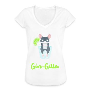 Gin Gilla Chinchilla Gin Pun Chinchilla Lover - Frauen Vintage T-Shirt - Weiß - Vorne