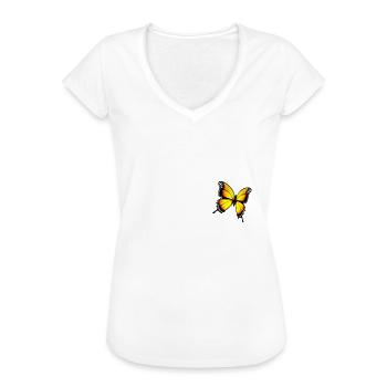 Lama mit Schmetterling - Frauen Vintage T-Shirt - Weiß - Vorne