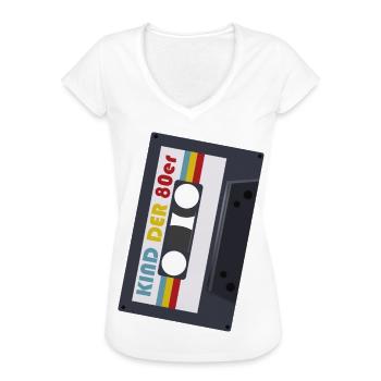 KIND DER 80er. 80er Jahre Outfit. Vintage Kassette - Frauen Vintage T-Shirt - Weiß - Vorne