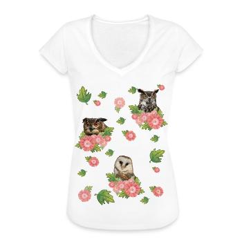 Eule und Eulen - Frauen Vintage T-Shirt - Weiß - Vorne