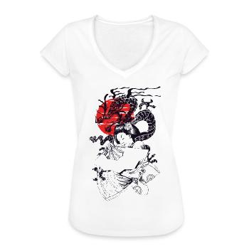Geisha Japanese Art - Women's Vintage T-Shirt - white - Front - Danielle (179cm)