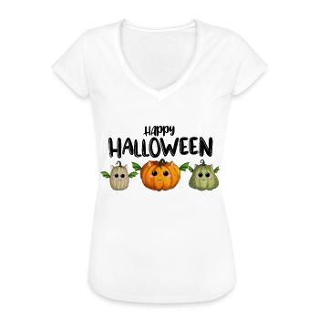 Joyeuses citrouilles d’Halloween - T-shirt vintage Femme - blanc - Devant - Danielle (179cm)