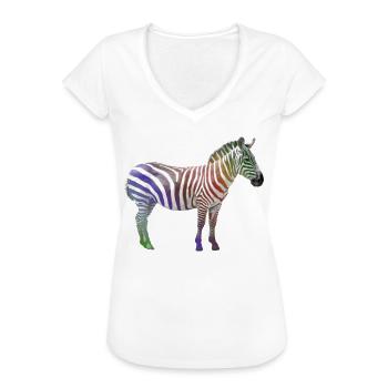 Zebra Regenbogen - Zebra Wildtier in Afrika - Frauen Vintage T-Shirt - Weiß - Vorne