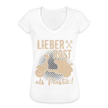 Motorroller Roller Rollerfahrer Scooter Zweirad - Frauen Vintage T-Shirt - Weiß - Vorne