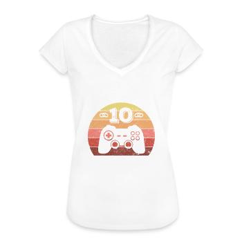 10. Hochzeitstag 10 Jahre Ehe verheiratet Gamer - Frauen Vintage T-Shirt - Weiß - Vorne