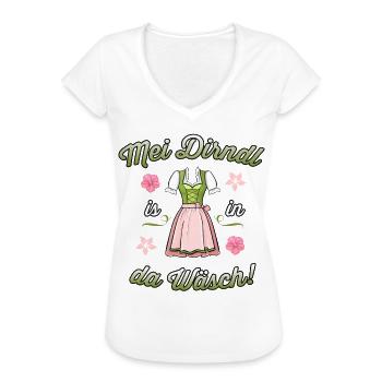 Mei Dirndl is in da Wäsch Trachtenshirt Oktoberfes - Frauen Vintage T-Shirt - Weiß - Vorne