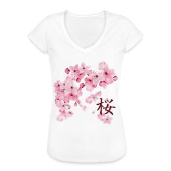 Fleurs de cerisier Japonais - Sakura - T-shirt vintage Femme - blanc - Devant