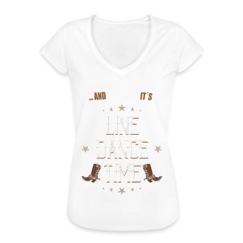 Line Dance Linedance tanzen Country Geschenk - Frauen Vintage T-Shirt - Weiß - Vorne