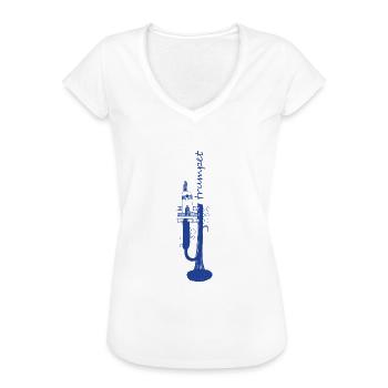 trompette - T-shirt vintage Femme - blanc - Devant - Danielle (179cm)