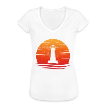 Leuchtturm retro küste ostsee nordsee küste - Frauen Vintage T-Shirt - Weiß - Vorne
