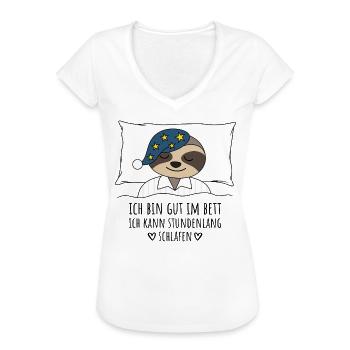 Ich bin gut im Bett stundenlang schlafen Faultier - Frauen Vintage T-Shirt - Weiß - Vorne - Danielle (179cm)