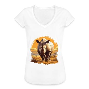Rhino Nashörner Nashorn - Frauen Vintage T-Shirt - Weiß - Vorne
