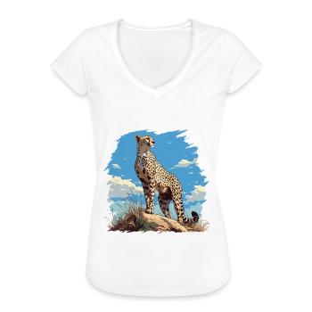Cheetah Geparde Gepard - Frauen Vintage T-Shirt - Weiß - Vorne
