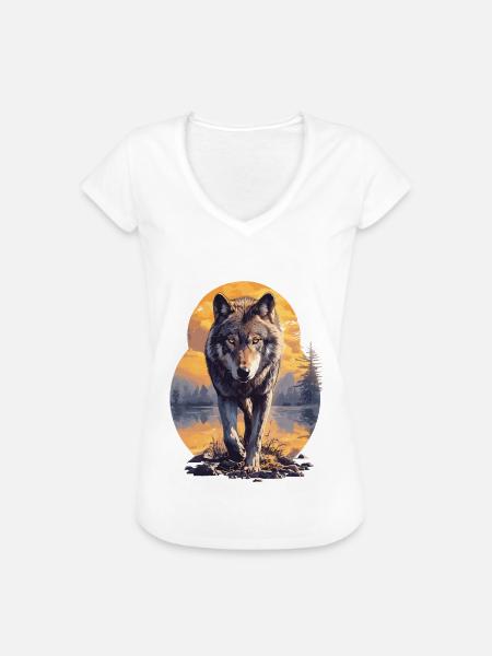 Wölfe Wolf - Frauen Vintage T-Shirt - Weiß