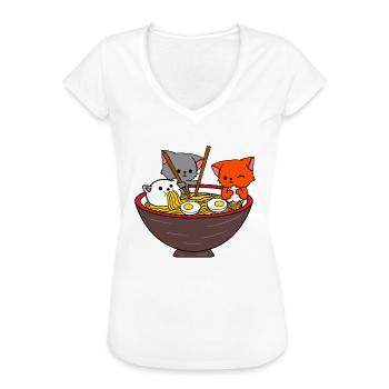 Ramen Kawaii Katze Anime - Frauen Vintage T-Shirt - Weiß - Vorne