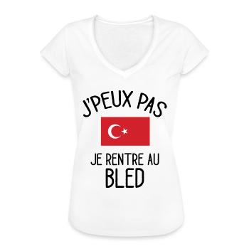 J'Peux Pas Turquie Humour Idée Cadeau Turc - T-shirt vintage Femme - blanc - Devant - Danielle (179cm)