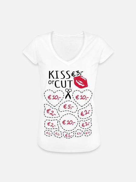 Junggesellenabschied Küssen oder Ausschneiden - Frauen Vintage T-Shirt - Weiß