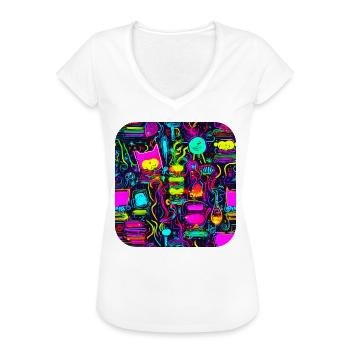 Neon Vintage Glow UV Style - Frauen Vintage T-Shirt - Weiß - Vorne