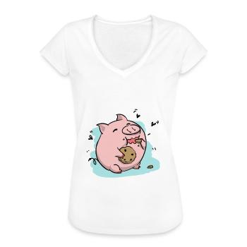 Keks Schwein - Frauen Vintage T-Shirt - Weiß - Vorne