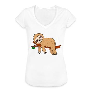Faultier - Frauen Vintage T-Shirt - Weiß - Vorne