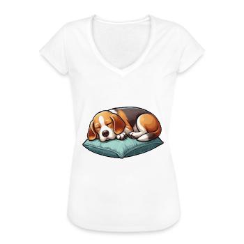 Offizielles Schlafshirt Beagle Beaglebesitzer - Frauen Vintage T-Shirt - Weiß - Vorne