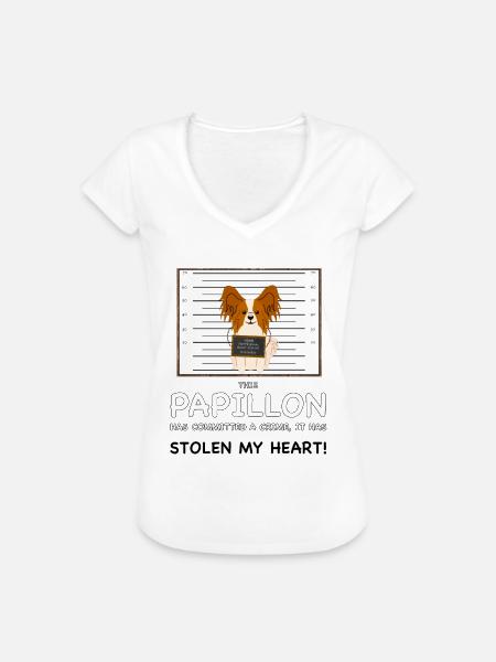 Papillon Mugshot - Frauen Vintage T-Shirt - Weiß