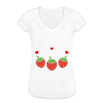 Erdbeere - Frauen Vintage T-Shirt - Weiß - Vorne