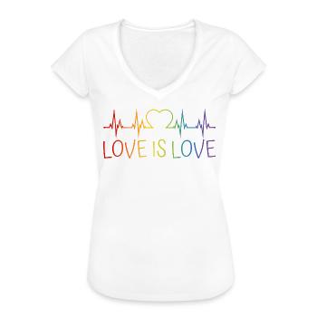 LGBT Herzschlag EKG Herz Regenbogen Love is Love - Frauen Vintage T-Shirt - Weiß - Vorne