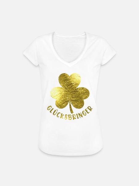 Glücksbringer Kleeblatt - Frauen Vintage T-Shirt - Weiß