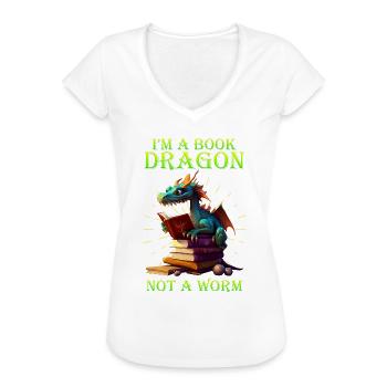 Bücherdrache Buchliebhaber und Drachenfans - Frauen Vintage T-Shirt - Weiß - Vorne
