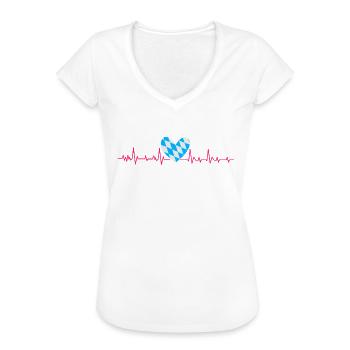 Bayerisch Herzschlag Bayern Herzklopfen Shirt - Frauen Vintage T-Shirt - Weiß - Vorne