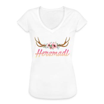 Bayerische Frauen Herzmadl Bayern Boarisch - Frauen Vintage T-Shirt - Weiß - Vorne
