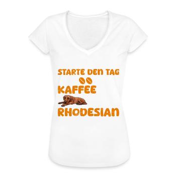 Ridgeback STARTE DEN TAG MIT KAFFEE UND RIDGEBACK - Frauen Vintage T-Shirt - Weiß - Vorne