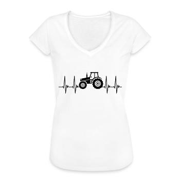 EKG, tractor, farmer, tractor driving, heartbeat - Women's Vintage T-Shirt - white - Front - Danielle (179cm)