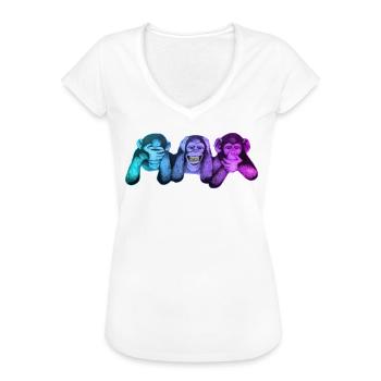 Die drei Affen | 3 Wise Monkeys Weise Affen - Frauen Vintage T-Shirt - Weiß - Vorne