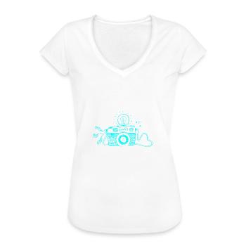 Bitte Lächeln Kamera Fotografieren - Frauen Vintage T-Shirt - Weiß - Vorne