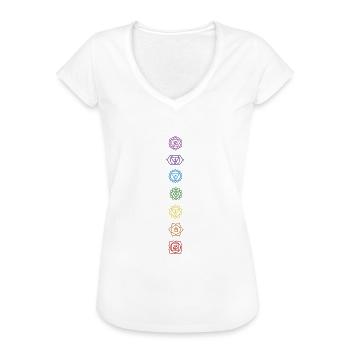 7 chakra - Maglietta vintage donna - bianco - Fronte - Danielle (179cm)