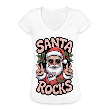 Santa Rocks - Lustiges Weihnachtsoutfit, Geschenk - Frauen Vintage T-Shirt - Weiß - Vorne