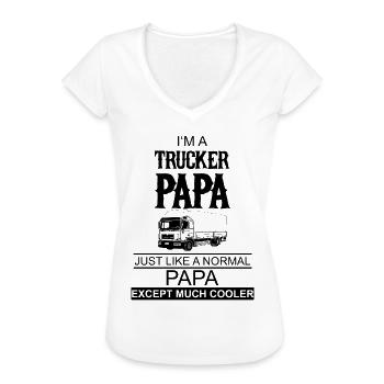 Trucker | LKW | Papa - Frauen Vintage T-Shirt - Weiß - Vorne - Danielle (179cm)