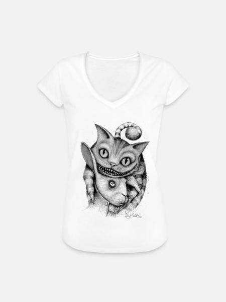 Stregatto & Weißlack - Frauen Vintage T-Shirt - Weiß