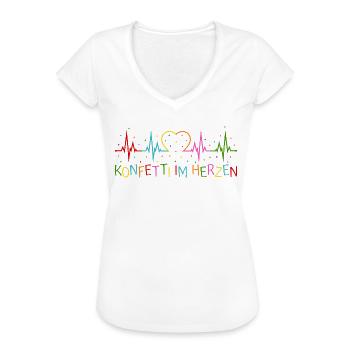 Konfetti im Herzen Herzschlag Herz EKG - Frauen Vintage T-Shirt - Weiß - Vorne