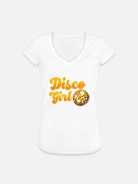 Disco-M�dchen Retro-Diskothek Disco-Tanzende Frau - Frauen Vintage T-Shirt - Weiß