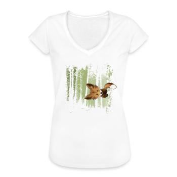 Lässiger Fuchs hinterm Baum im Zwielicht-Wald - Frauen Vintage T-Shirt - Weiß - Vorne