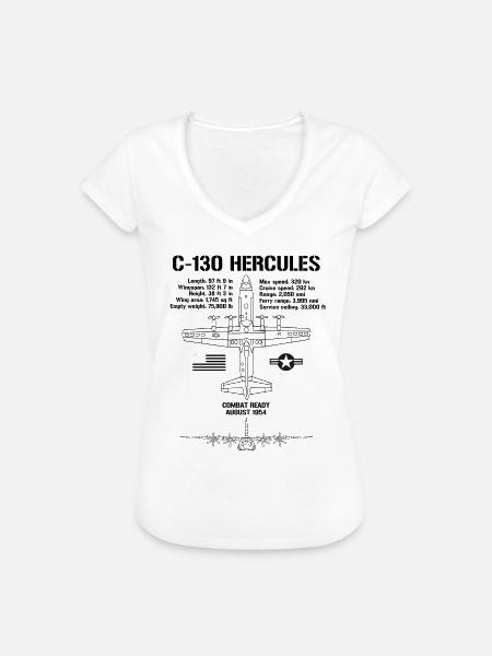C-130 Hercules Specs Militärflugzeug C130 - Frauen Vintage T-Shirt - Weiß
