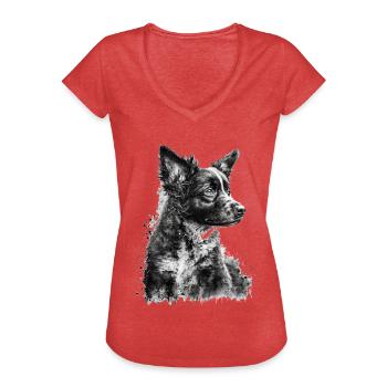 Hund Hundemotiv Geschenk Hundeliebhaber Tier - Frauen Vintage T-Shirt - Rot meliert - Vorne - Danielle (179cm)