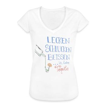 Lecken Schlucken Beissen Ich Liebe Tequila - Frauen Vintage T-Shirt - Weiß - Vorne