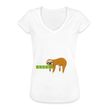 Faultier - Motivation wird geladen - bitte warten - Frauen Vintage T-Shirt - Weiß - Vorne