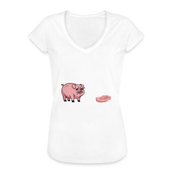 Vegetarier Sarkasmus Papa Schwein Steak Humor - Frauen Vintage T-Shirt - Weiß - Vorne