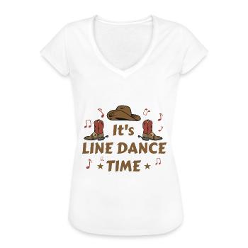 Linedance - Frauen Vintage T-Shirt - Weiß - Vorne
