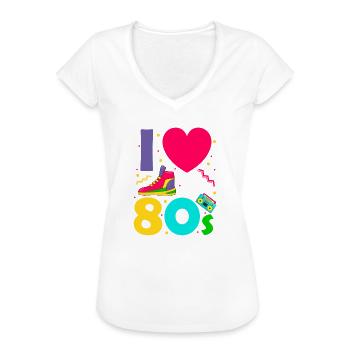 80er - Frauen Vintage T-Shirt - Weiß - Vorne